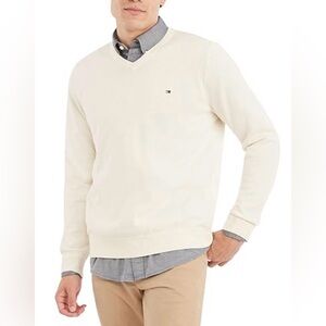 Tommy Hilfiger Men's Off-White V-Neck Sweater